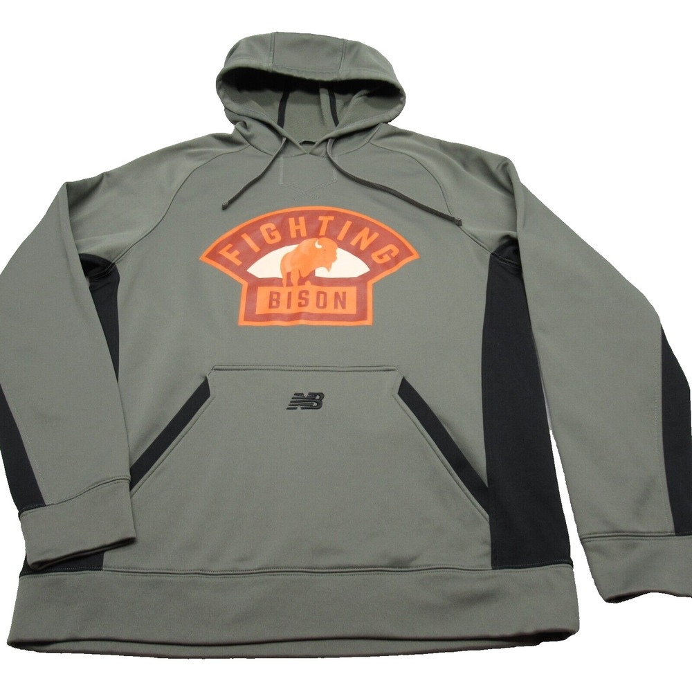 Fighting Bison Hoodie Men XL New Balance Green Colorblock Pullover Sweatshirt